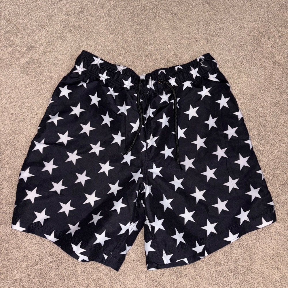 George Black and White Star Swimtrunks